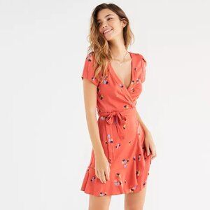 Kimchi Blue Wrap Dress - Orange Floral